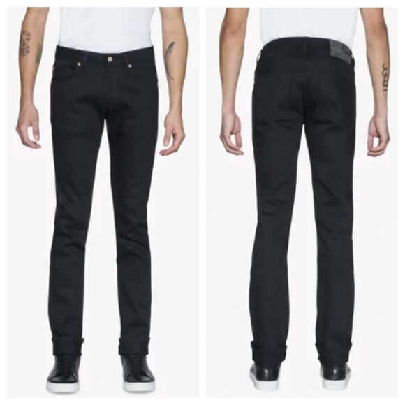Naked & Famous Denim Black Slim Straight Jeans - Picture 1 of 11
